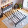 Double Bed Frame with Storage Headboard,Charging Station,LED Lights,4ft6 Metal Platform Upholstered Bed Frame Double Bed,for 135 x 190 cm Mattress,Strong Steel Slat Support/Noise Free/Black Image 6