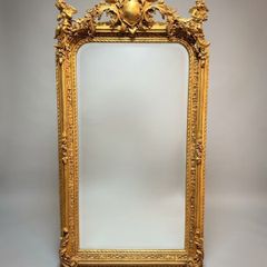 French Style Gilt Wood & Plaster Panel Mirror