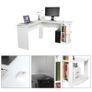 _Utility Wooden Office Computer Writing Desk Home Gaming PC Furnitur L-Shape Corner Study Computer Table With Book Shelf (white) Image 5