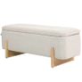 Storage stool with storage, Bench with foam padding, Linen-look, 111 x 44 x 44.5 cm, Cream White Image 6