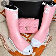 Pink Designer Wellies With Matching Bag