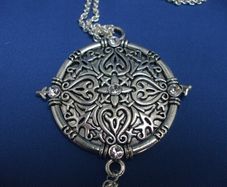 SALE!  Pendant Necklace with Clear Glass Stones and Tassel - new