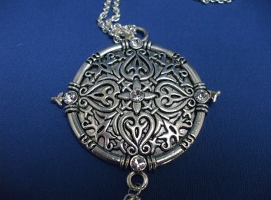 SALE!  Pendant Necklace with Clear Glass Stones and Tassel - new