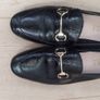 Black Leather Loafers, Office, size 7 Image 2