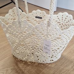 Cream Crochet Tote Bag
