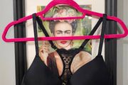 Black Front Closure Underwire Lingerie Bra With Lace Detail 85B