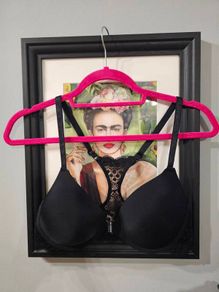 Black Front Closure Underwire Lingerie Bra With Lace Detail 85B