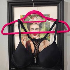 Black Front Closure Underwire Lingerie Bra With Lace Detail 85B