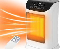 1800W Electric Heater, Portable Ceramic Space Heater with ECO Mode, Small Energy Efficient Room Heater 70Oscillation, Remote Control, Quiet Fan Heater, Overheat & Tipping Protection