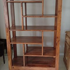 Solid Wood Bookcase / Room Divider with Dual-Sided Drawers