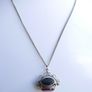 Victorian Sterling Silver 925 Triple Spinning Fob Pendant with  Chain (Onyx Agate Carnelian Spinning Fob) length 19" - 5g Image 3