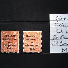 Ireland Feb 1922 Alex Thom Overprints Mint Selection