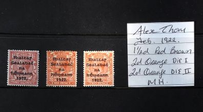 Ireland Feb 1922 Alex Thom Overprints Mint Selection