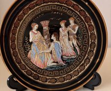 Vintage Olympia Greek Ceramic Wall Plate - 24K Gold Trim - Mint Condition (20cm)