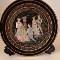 Vintage Olympia Greek Ceramic Wall Plate - 24K Gold Trim - Mint Condition (20cm)