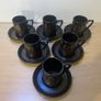 Vintage, Retro, Mid century, "Phoenix" Portmeirion Williams-Ellis/ Cuffley black and gold cups X6 saucers X6 c1970 Image 3