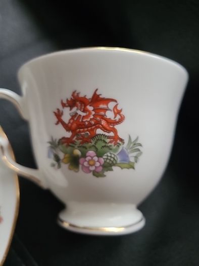 Queen Anne teacup and saucer celebrating the marriage of Charles and Diana