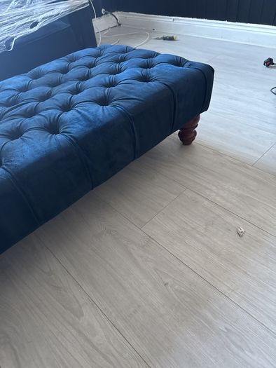 Chesterfield style Royal blue velvet pouffe