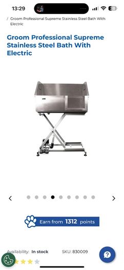 Groom Professional Supreme Stainless Steel Bath With Electric