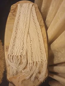 White Aran Scarf/Extra Long