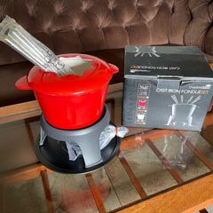 MasterClass Cast Iron Enamelled Red Fondue Set BNIB