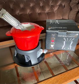 MasterClass Cast Iron Enamelled Red Fondue Set BNIB