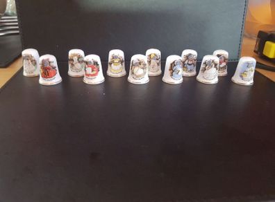 Collection of Thimbles Animals doing Household Chores