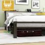 Double Bed Frames with Storage Wooden Headboard, Metal  Bed Frame Image 4