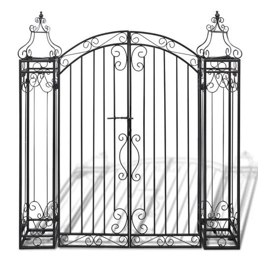 Garden Gate Black 121x8x100 cm Wrought Iron