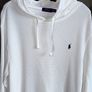Ralph Lauren XL White Waffle Knit Hoodie Pony Logo Mens Image 2