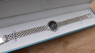 Glycine Sterling Silver 925 Lady's Wrist Watch Swiss Made 23,4g (works Well, Fresh Battery)
