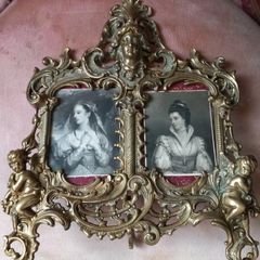 Antique brass picture frame.
