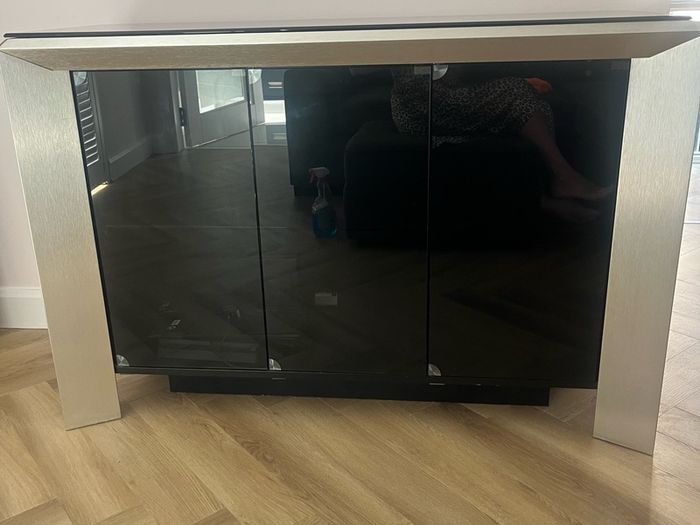 Glass and Chrome cabinet/tv unit