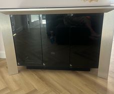 Glass and Chrome cabinet/tv unit