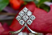 Vintage 0.66ct Diamond Cluster Leaf Ring - 18ct White Gold