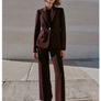 Zara Burgundy Tailored Co-ord Suit Set - Fitted Blazer (S) & Straight Leg Trousers (M) Second Hand Only Worn Twice Image 3