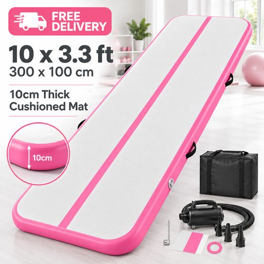 Inflatable Tumble Track Mat 3m 10cm Thick Gymnastics Mat 3m with Electric Pump