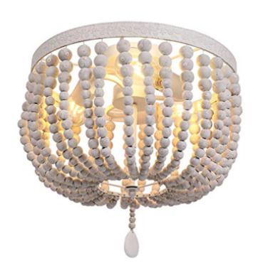 BRAND NEW Antique lime white round wooden beads living room bedroom dining cafe ceiling light