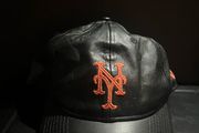 Authentic New Era New York yankees Mets Synthetic Leather Black 9FORTY baseball hat Cap