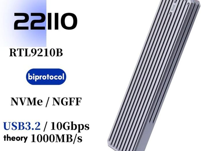 USB NVMe SSD Drive Enclosure Support RTL9210B 10Gbps Aluminum Alloy Case For 2230, 2280, 22110