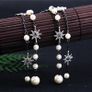 Star Starburst Moon Tassel Pearl Long Earrings Image 2