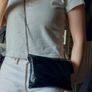 Black Croc Patent Leather Shoulder Bag / Envelope Clutch with Silver Chain Image 3