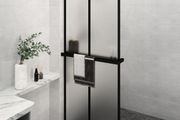 Walk-in Shower Wall with Shelf Black 80x195 cm ESG Glass&amp;Aluminium