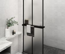Walk-in Shower Wall with Shelf Black 80x195 cm ESG Glass&Aluminium