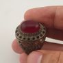 Ancient Brass Red CZ Ring  Rustic Collectible Jewellery Image 9