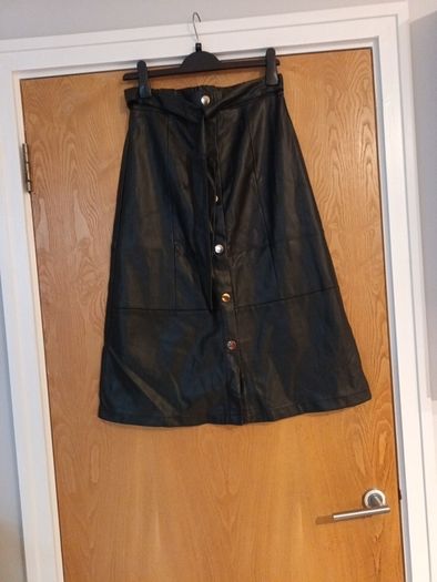 Primark  Leather  Black  Skirt.  Size 12.  New - No Tag.