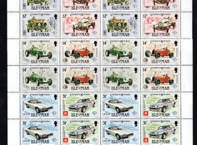 1985 Isle of Man Century of Motoring Commemorative Stamp End blocks of 8 Mint Never Hinged (MNH)