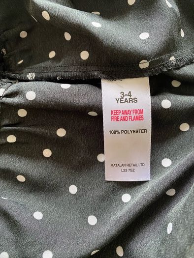 Girl's Black & White Polka Dot Summer Dress | Size 3-4 yrs