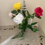 Artificial Flowers in a glass Vase. (New) Image 2