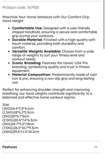 USA Pro 5kg Neoprene Dumbbells (Pair) Like New